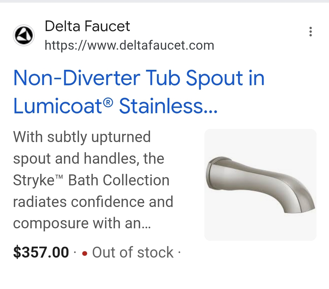 Delta Faucet RP93377SS Non-Diverter Tub Spout, Stainless - Image 2