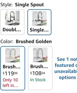 Alternative view of Wall Mount Kitchen Faucet, 8 Inch Center Commercial Sink Faucet with Pull Down Sprayer, 2 Handle Wall Mount Faucet for Kitchen Sink, Brushed Golden