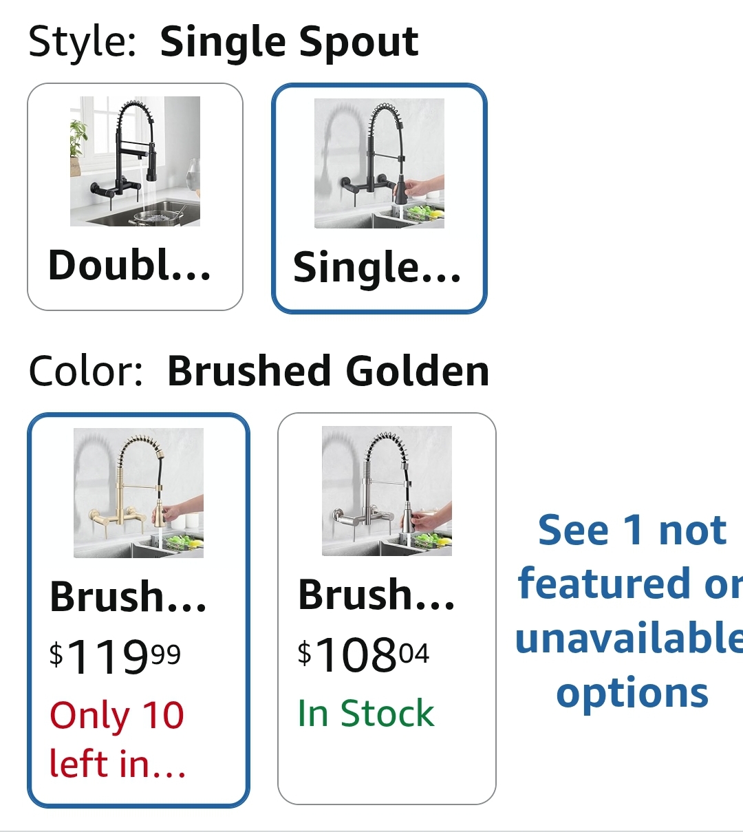 Wall Mount Kitchen Faucet, 8 Inch Center Commercial Sink Faucet with Pull Down Sprayer, 2 Handle Wall Mount Faucet for Kitchen Sink, Brushed Golden - Image 2