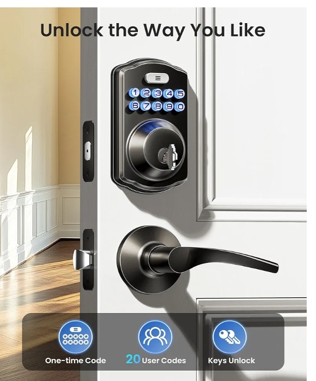 Keyless Entry Door Lock with 2 Lever Handles - Electronic Keypad Deadbolt, Easy Installation Digital Smart Front Door Lock Set, Matte Black - Image 5