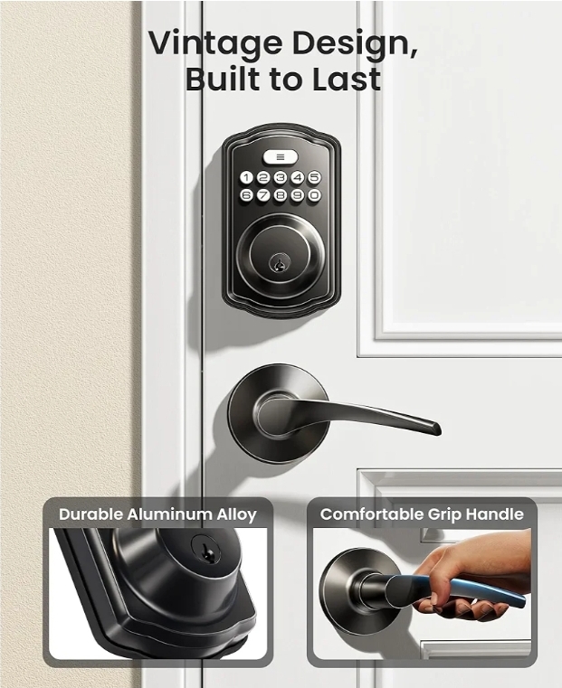 Keyless Entry Door Lock with 2 Lever Handles - Electronic Keypad Deadbolt, Easy Installation Digital Smart Front Door Lock Set, Matte Black - Image 6