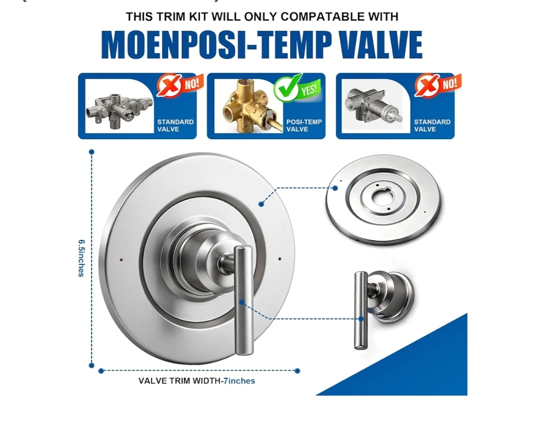 Replacement Shower Valve Trim Kit, Compatible with Moen T2901BL Gibson (Brushed Nickel) - Image 6