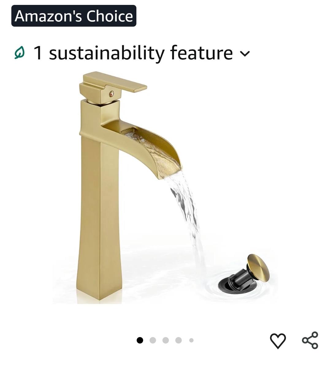 Brass Vessel Sink Faucets, Brushed Gold Tall Bathroom Faucet Single Handle, 1 Hole w Pop-Up Drain & Pre-Installed Hoses