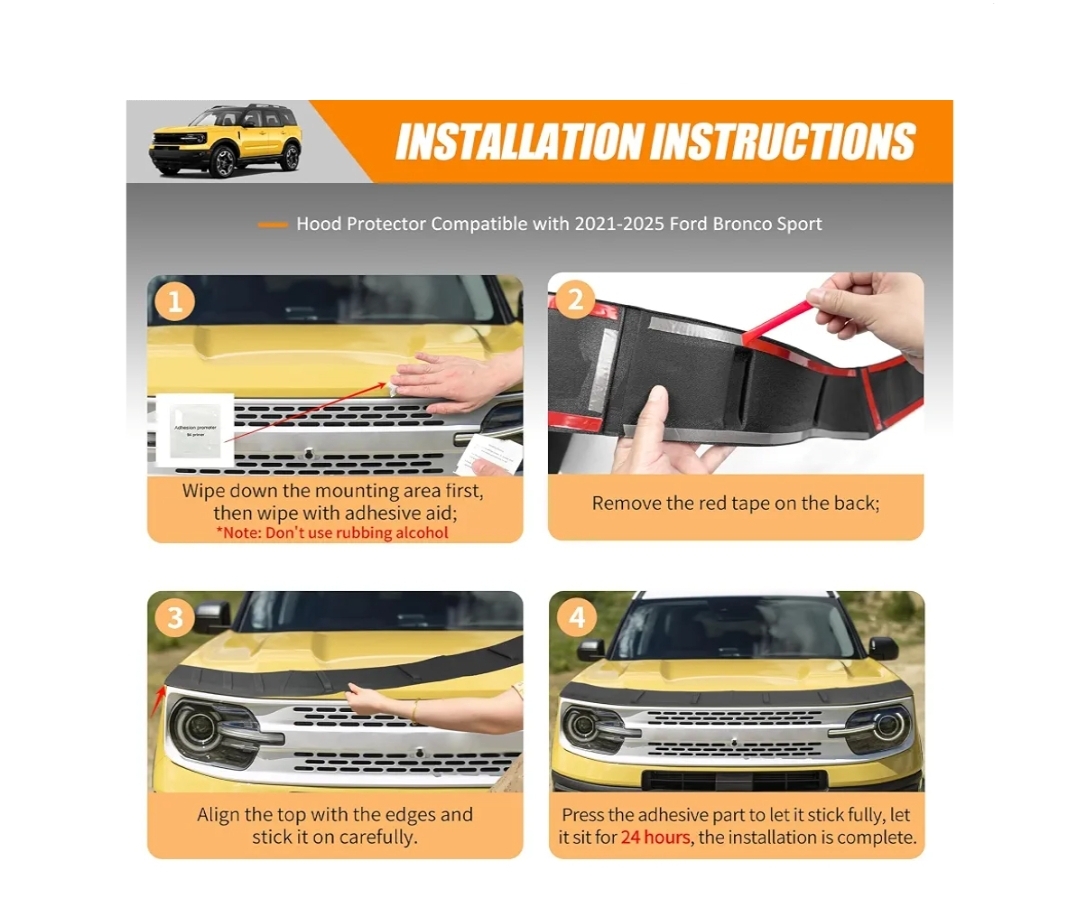 Hood Protector Compatible with 2021-2024 Bronco Sport Accessories Hood Guards Deflector Trim - Image 7