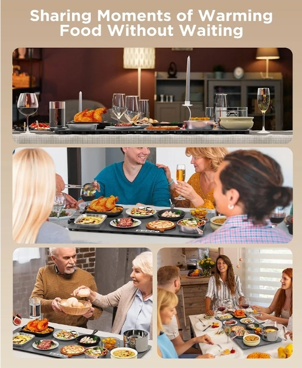 Food Warming Mat, (XXL 35”x16”) Electric Warming Trays for Buffets Party, Fast Full-Surface Heating Mat for Food with 19 Level Adjustable Temperature and 6 Hours Timer, Roll Up Food Warmer - Image 8