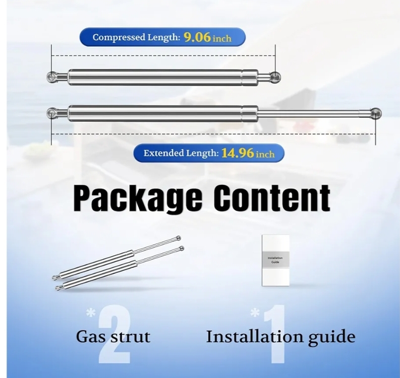 15 inch 20lb Stainless Steel Gas Struts Spring Prop, 2 Pcs C16-15064 Gas Shock 15" Lift Support Marine Gas Struts - Image 6