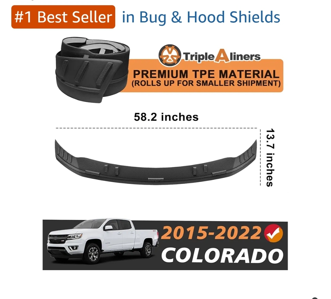 Hood Deflector Protector Compatible with 2015-2022 Chevy Colorado Accessories Low Profile Hood Protector TPE Bug Deflector Shield Replacement - Image 5