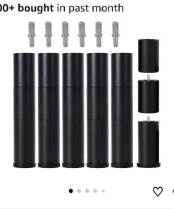 12 Inch Bed Legs Replacement for Adjustable Bed Base Frame, 3 in 1 Screw in Legs, 4 Kinds Threads Contained, Set of 6
