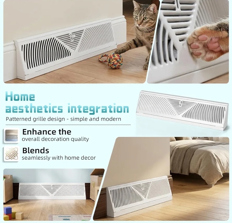 6PK 18 inch Baseboard Register Vent for 18" Duct, Baseboard Vent Cover - Image 8