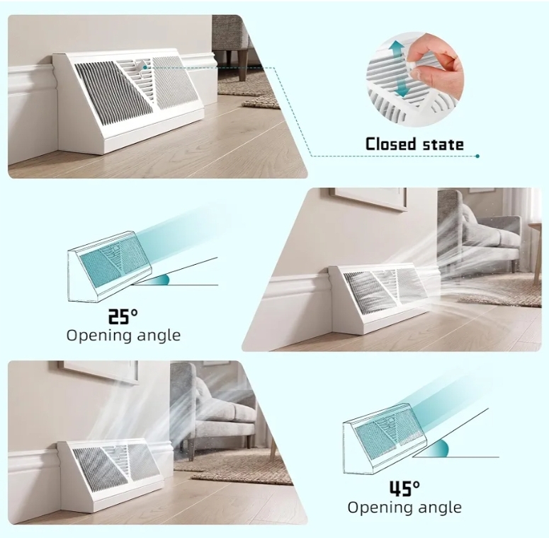 6PK 18 inch Baseboard Register Vent for 18" Duct, Baseboard Vent Cover - Image 9