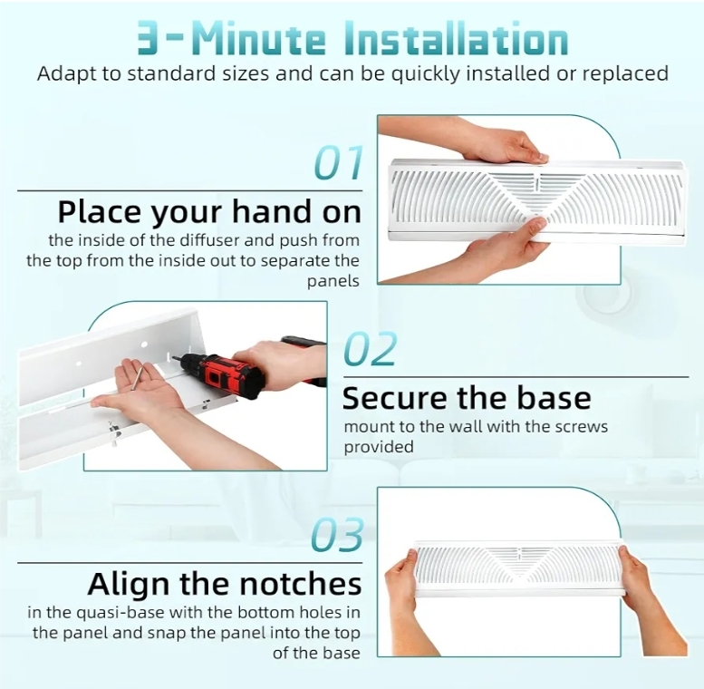 6PK 18 inch Baseboard Register Vent for 18" Duct, Baseboard Vent Cover - Image 10
