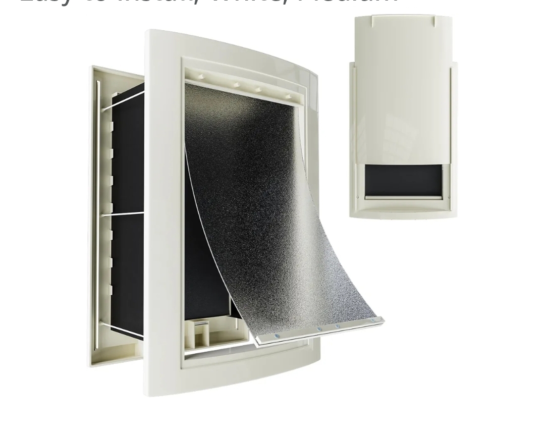 Doggie Door with Telescoping Tunnel, Double Magnetic Flaps and Sliding Lock Panels, 3-Flap Dog Door and Cat Door, Easy to Install, White, Medium - Image 5