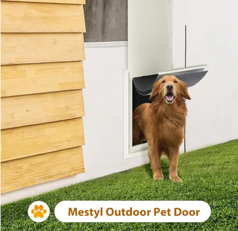 Doggie Door with Telescoping Tunnel, Double Magnetic Flaps and Sliding Lock Panels, 3-Flap Dog Door and Cat Door, Easy to Install, White, Medium - Image 10