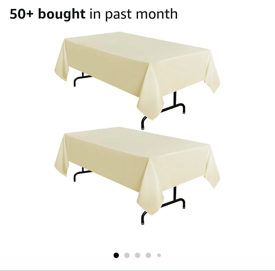 2 Pack Beige Tablecloth 60 x 102 Inch, Rectangle 6 Feet Table Cloth