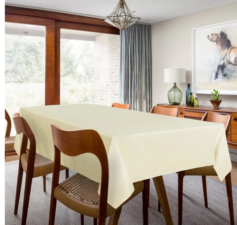 2 Pack Beige Tablecloth 60 x 102 Inch, Rectangle 6 Feet Table Cloth - Image 3