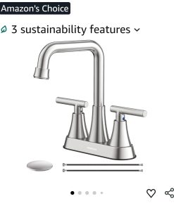 Brushed Nickel 4 inch Centerset Bathroom Faucet for Sink 2-3 Hole Bathroom Sink Faucet with Pop-up Drain and Supply Lines, Stainless Steel 2-Handle Centerset Fauce