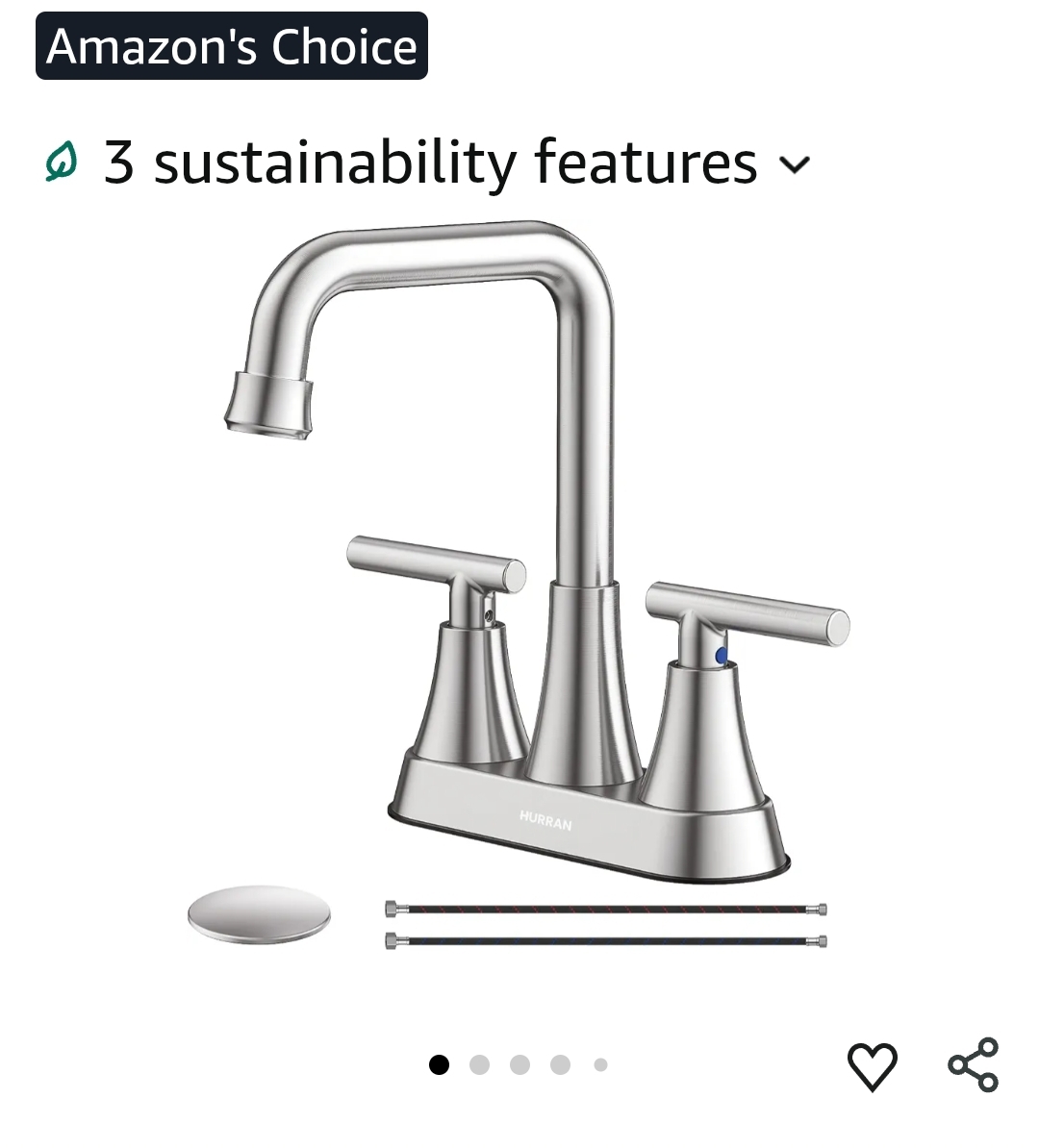 Brushed Nickel 4 inch Centerset Bathroom Faucet for Sink 2-3 Hole Bathroom Sink Faucet with Pop-up Drain and Supply Lines, Stainless Steel 2-Handle Centerset Fauce