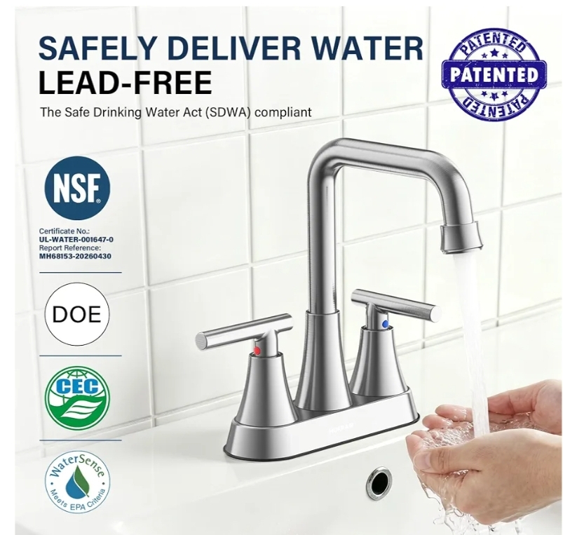 Brushed Nickel 4 inch Centerset Bathroom Faucet for Sink 2-3 Hole Bathroom Sink Faucet with Pop-up Drain and Supply Lines, Stainless Steel 2-Handle Centerset Fauce - Image 6