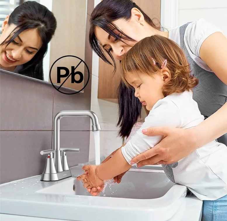 Brushed Nickel 4 inch Centerset Bathroom Faucet for Sink 2-3 Hole Bathroom Sink Faucet with Pop-up Drain and Supply Lines, Stainless Steel 2-Handle Centerset Fauce - Image 11