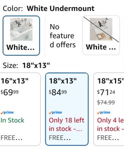Alternative view of Undermount Bathroom Sink Rectangle, Hugsleek Interior Bowl Size 18 x 13 inch White Porcelain Ceramic Vessel Sink Under Counter Exterior Size 20x15in