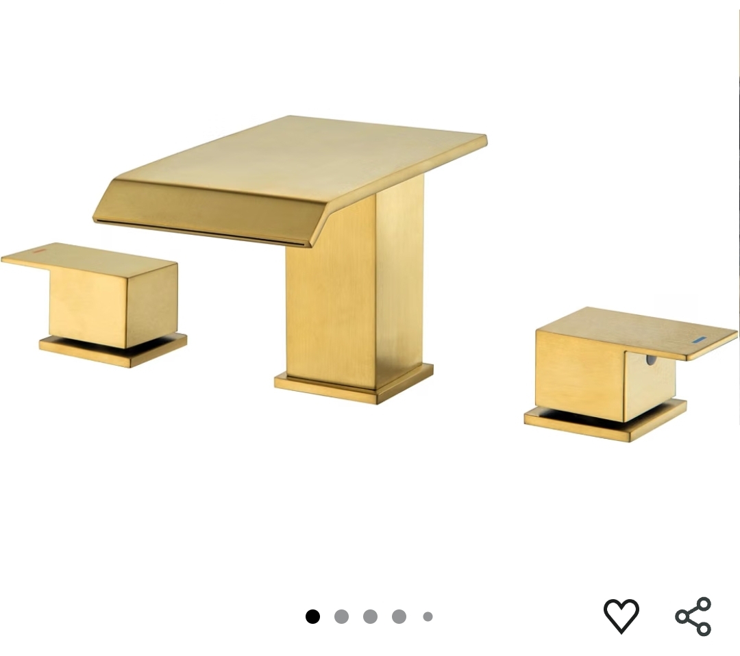 Roman Tub Faucet Brushed Gold Deck Mount Waterfall Bathtub Faucet 2 Handles High Flow Bath Tub Faucet Set