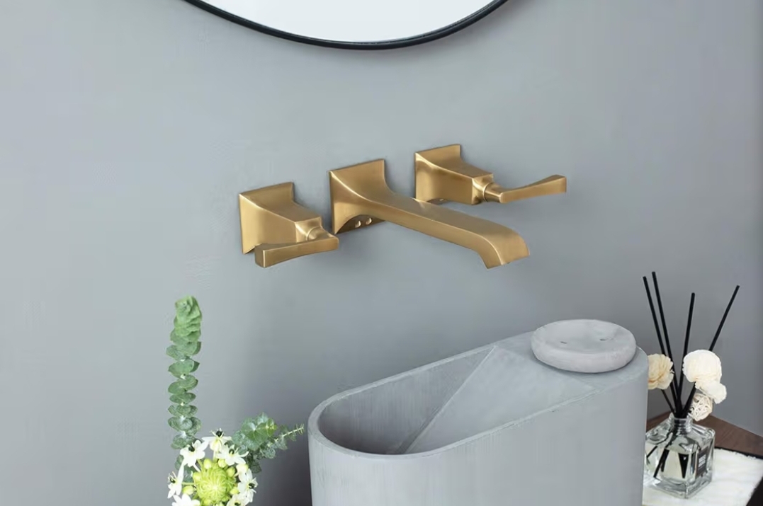 Wall Faucet, Heavy Duty, Brass Constructed Wall Mount Faucet with Metal Lever Handles, Rough in Valve Included (Brushed Gold) - Image 8
