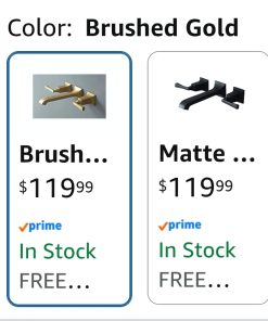 Alternative view of Wall Faucet, Heavy Duty, Brass Constructed Wall Mount Faucet with Metal Lever Handles, Rough in Valve Included (Brushed Gold)