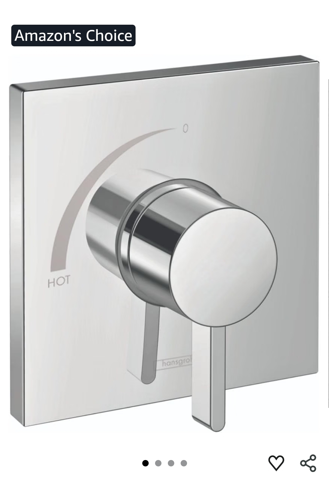 Hansgrohe Ecostat Square Modern Pressure Balance Shower Valve Trim in Chrome, 15724001 - Image 5