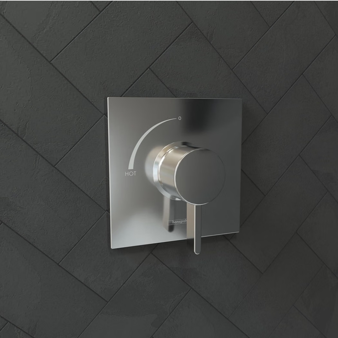 Hansgrohe Ecostat Square Modern Pressure Balance Shower Valve Trim in Chrome, 15724001 - Image 7