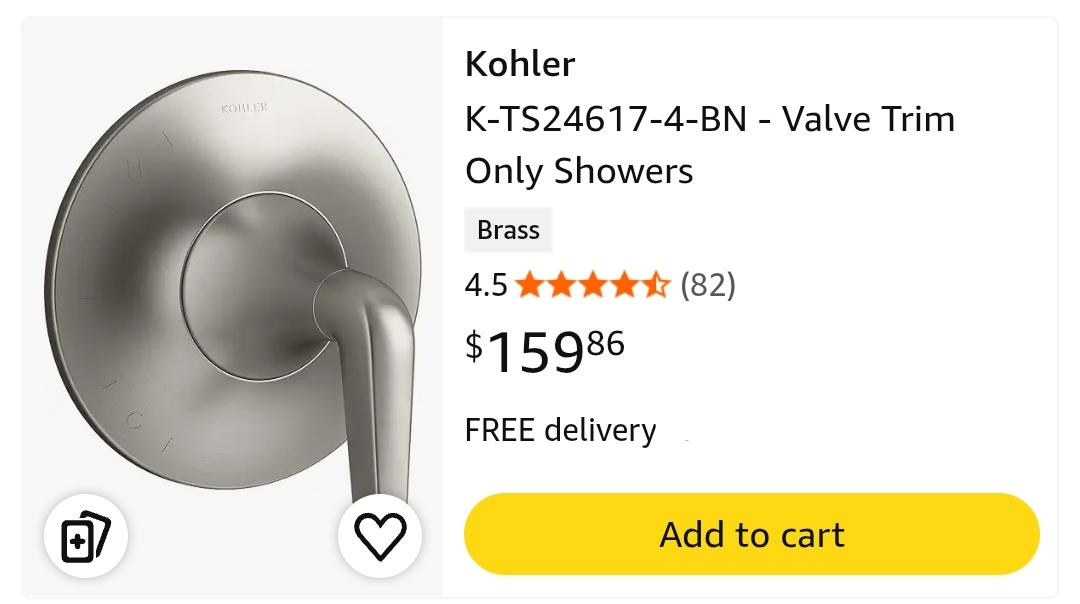 Kohler TS45110-4-BN Forte Shower Valve Trim - Image 2