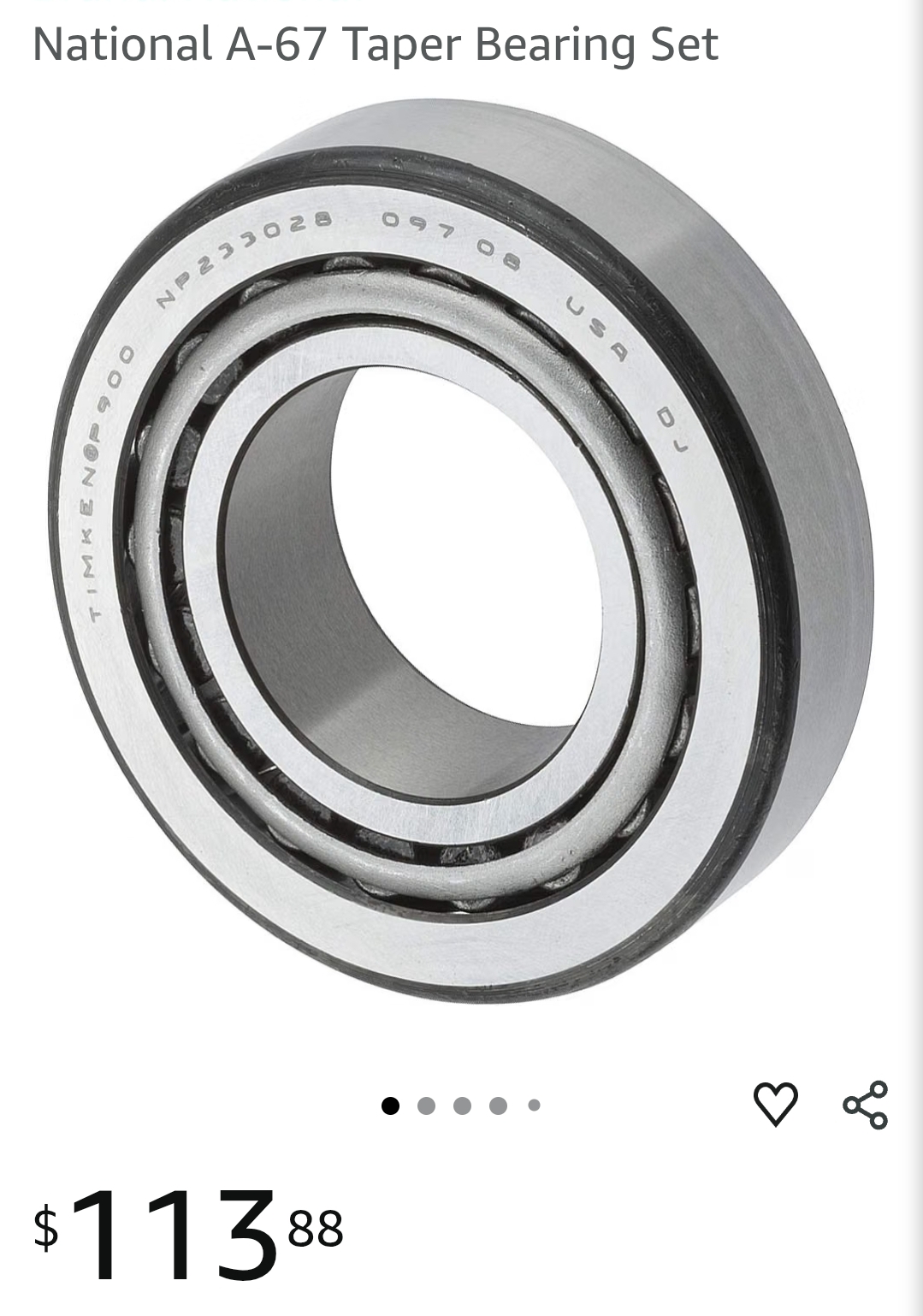National A-67 Taper Bearing Set