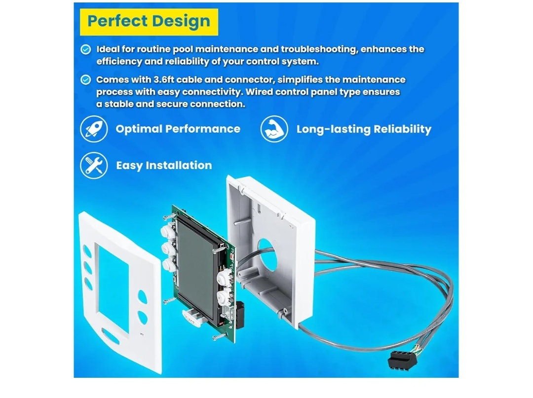 R0551800 Service Controller Replacement for Zodiac Jandy Aqualink RS One Touch System Pool and Spa Control Panel PCB with Buttons, LCD, LED, 3.6FT Cable, Connector - Image 8