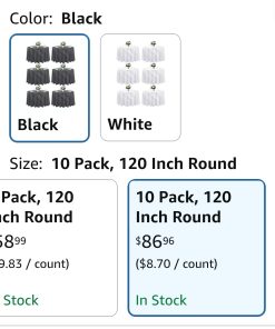 Alternative view of 120 Inch Round Tablecloth, 10 Pack Black Stain Resistant and Wrinkle-Free Polyester Table Cover
