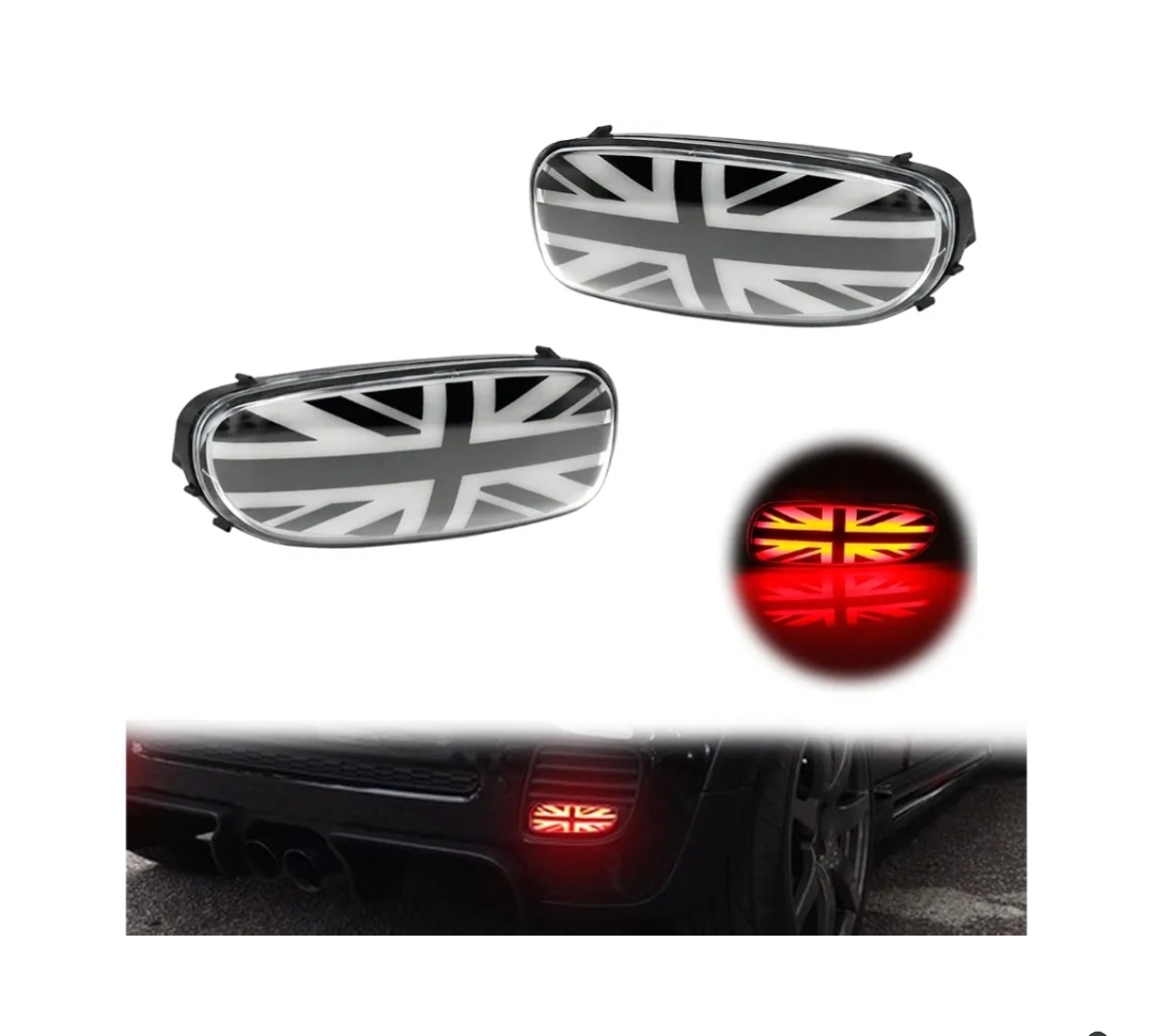 Euro Union Jack Rear Fog Running Lights for Mini Cooper R56 R57 R58 R59 S JCW 06-13 R56 Hatchback 07-15 R57 Convertible Upgrade Rear Fog Lamp