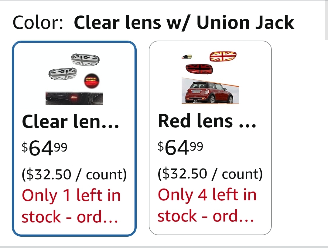 Euro Union Jack Rear Fog Running Lights for Mini Cooper R56 R57 R58 R59 S JCW 06-13 R56 Hatchback 07-15 R57 Convertible Upgrade Rear Fog Lamp - Image 2