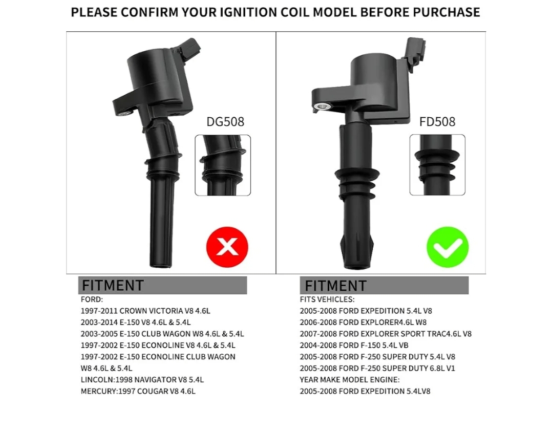 Set of 8 FD508 Ignition Coil Pack and SP515 Platinum Spark Plug - Image 6