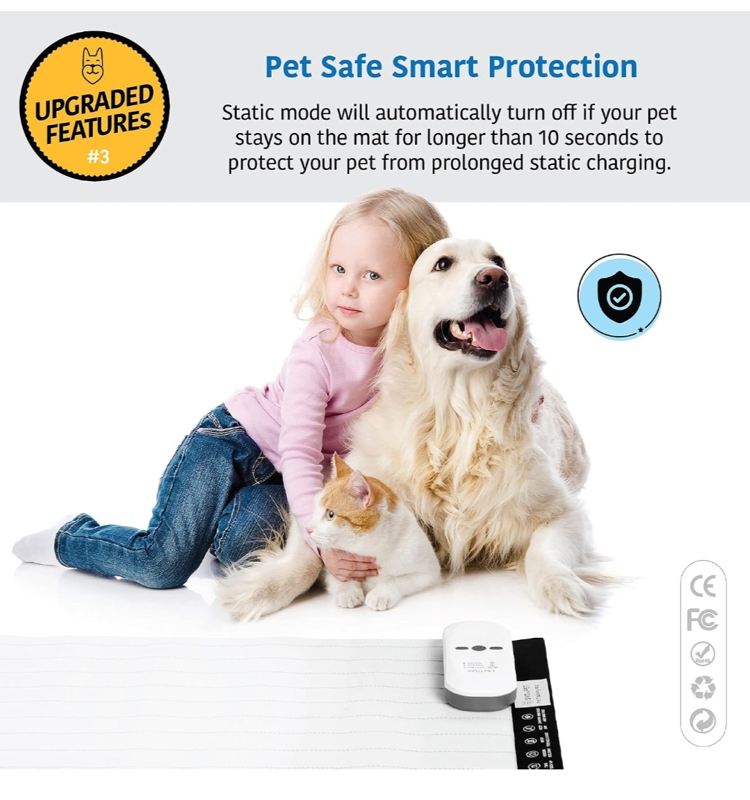 2-Pack Pet Training Mat with Tester, Pet Shock Pad, Dogs & Cats Electronic Repellent mat for Indoor, 3 Training Modes, 5 Levels, Pet Safe Mode (White controler 30" X 16") - Image 9