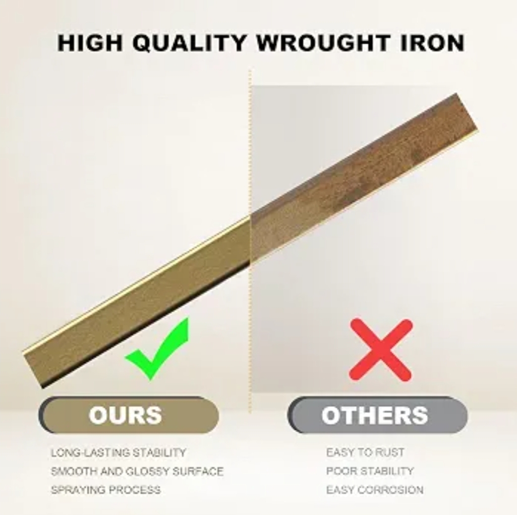 10pk 44" Brass Gold Wrought Iron Plain Balusters for Staircase Interior, 1/2" Square Hollow Iron Spindles, Decorative Stair Railing - Image 5