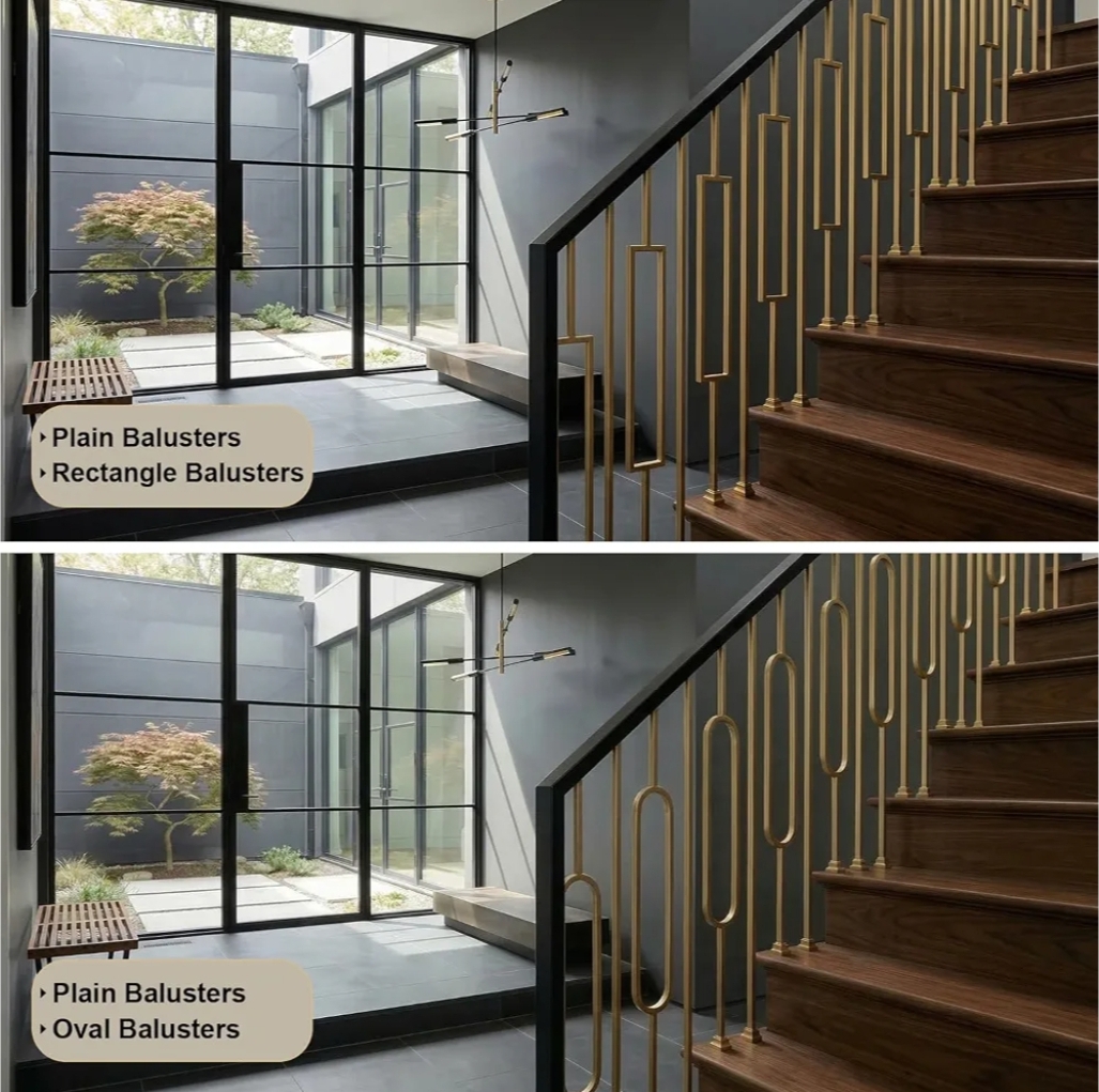 10pk 44" Brass Gold Wrought Iron Plain Balusters for Staircase Interior, 1/2" Square Hollow Iron Spindles, Decorative Stair Railing - Image 8
