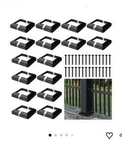 16 Pcs 4x4" Metal Post Skirt with Screw, Split Style Post Skirt Sleeves Base Cover, Porch Columns Wraps Glossy Black Base (Internal Size 3.5 x 3.5")