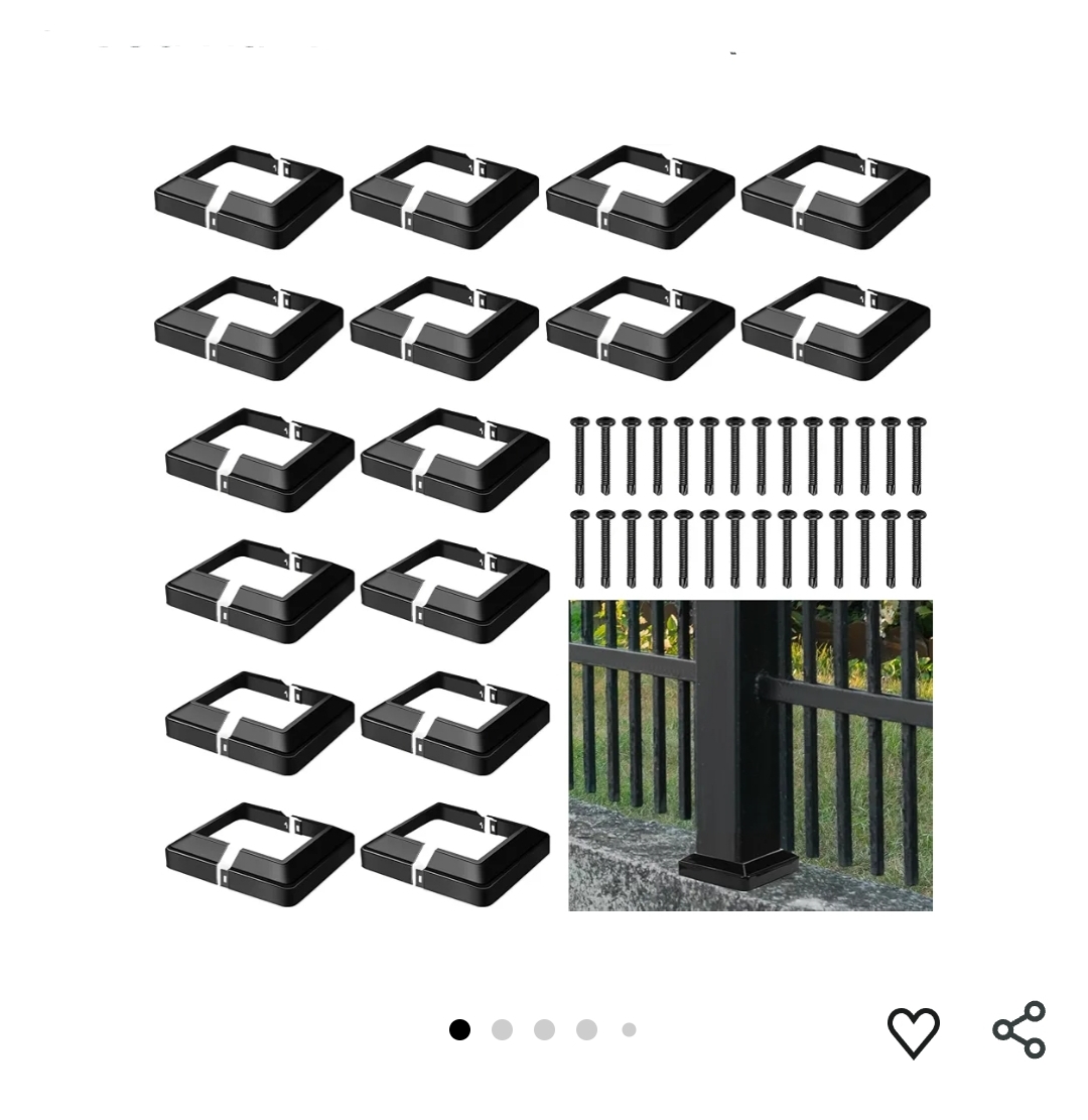 16 Pcs 4x4" Metal Post Skirt with Screw, Split Style Post Skirt Sleeves Base Cover, Porch Columns Wraps Glossy Black Base (Internal Size 3.5 x 3.5")