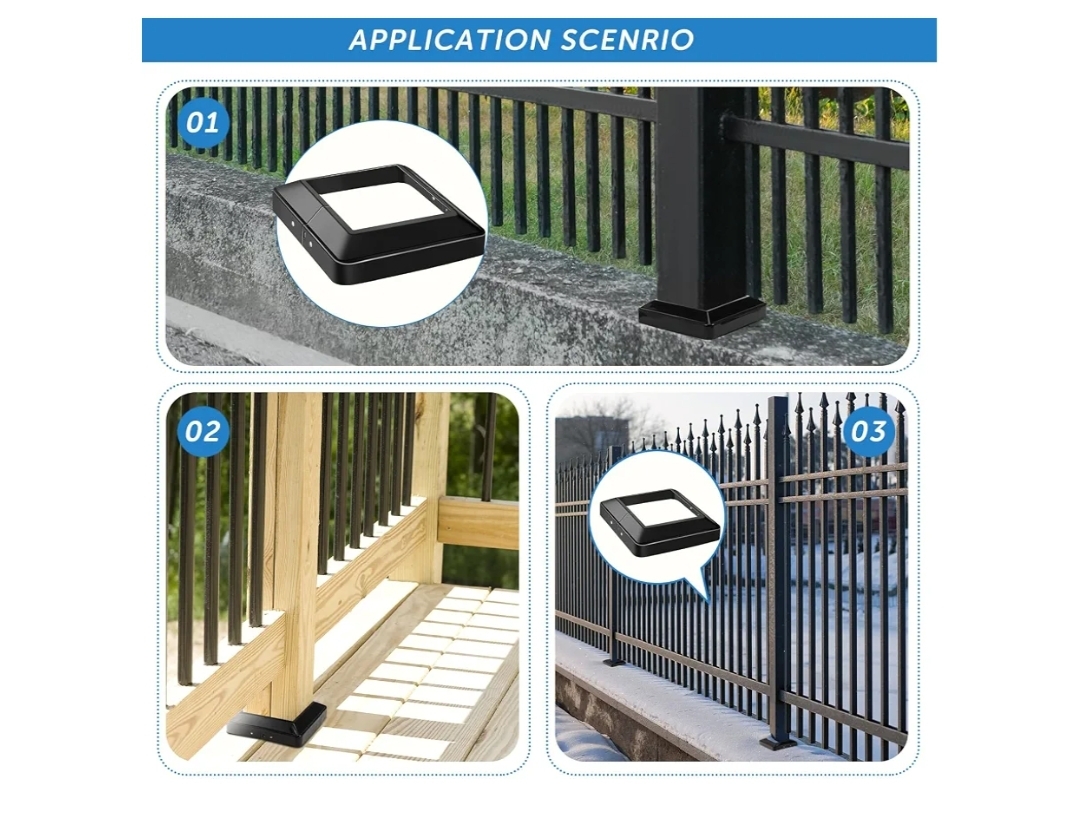 16 Pcs 4x4" Metal Post Skirt with Screw, Split Style Post Skirt Sleeves Base Cover, Porch Columns Wraps Glossy Black Base (Internal Size 3.5 x 3.5") - Image 9
