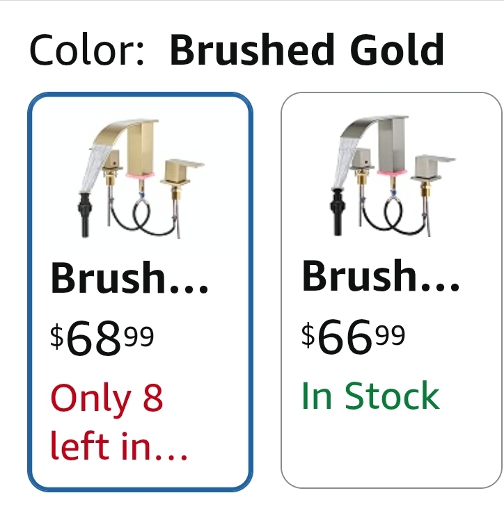 3 Hole Widespread Modern Gold Sink Faucet 8 inch 3 Hole Vanity w Pop Up Drain (Brushed Gold) - Image 2