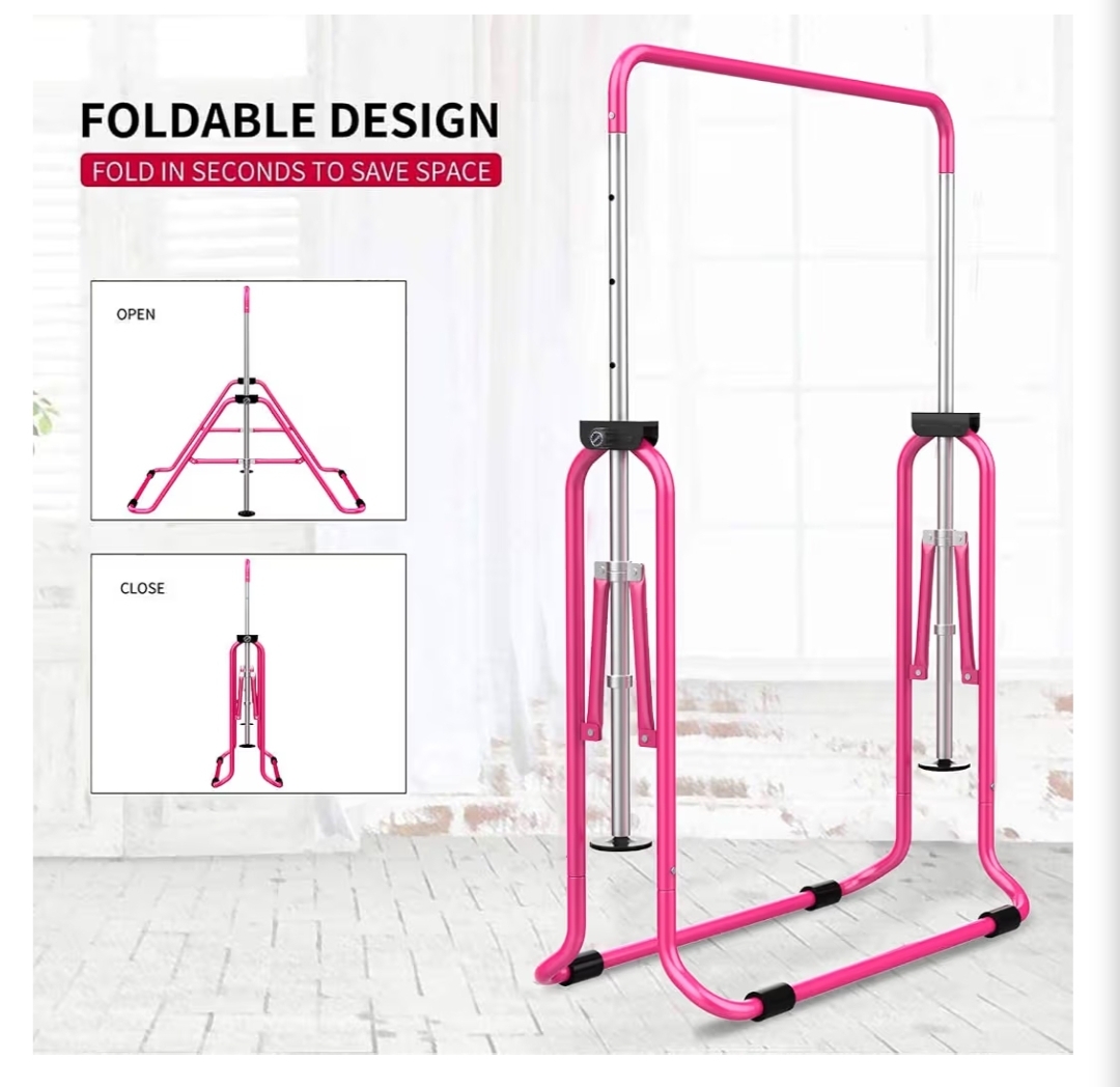 5-Height Adjustable 34.8"-50.8", Foldable for Home Training, Include Children Gymnastics Rings and Bar Pad - Image 10