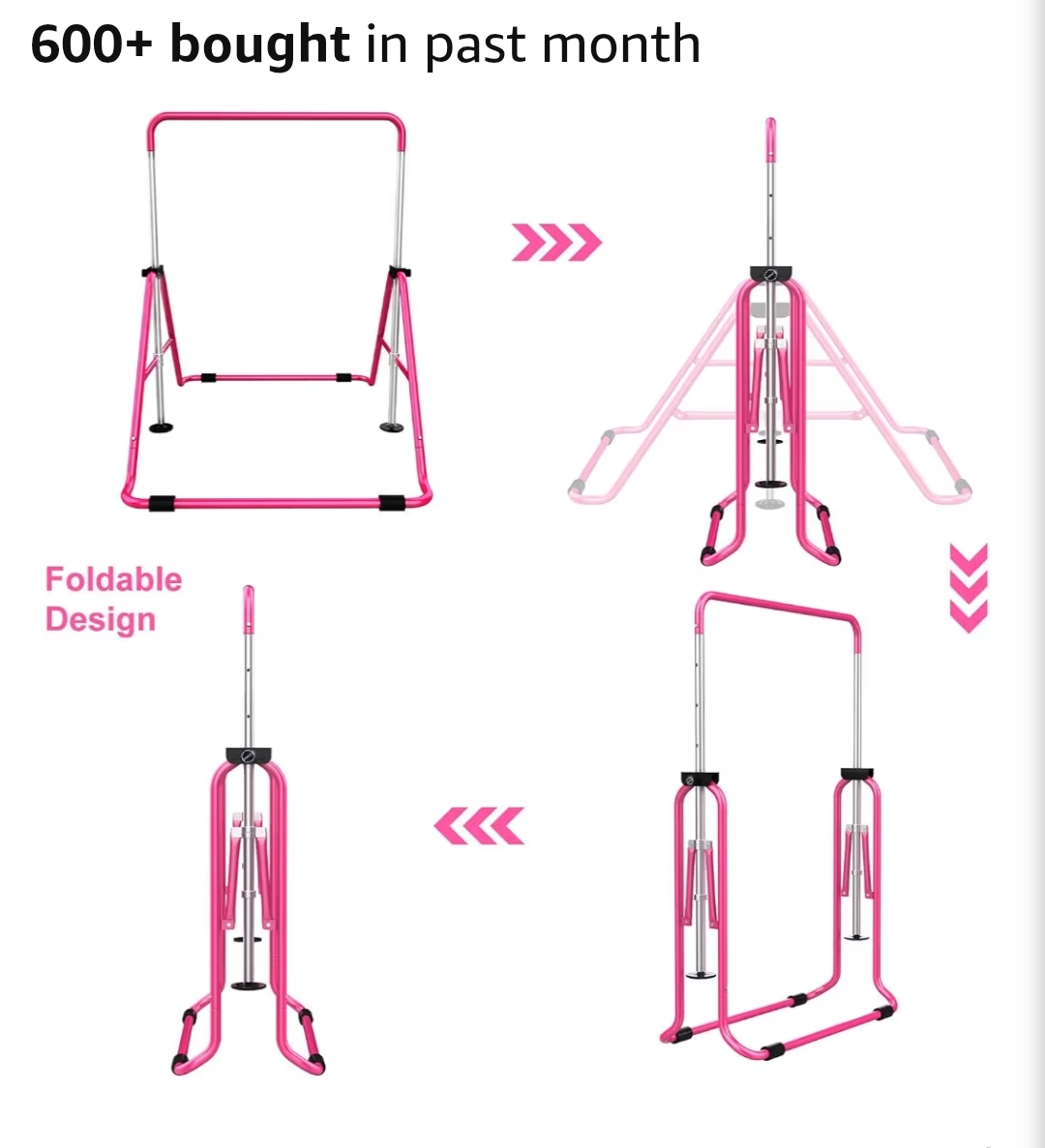 5-Height Adjustable 34.8"-50.8", Foldable for Home Training, Include Children Gymnastics Rings and Bar Pad - Image 11