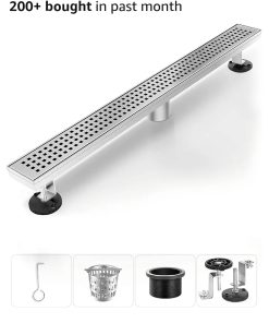 Linear Shower Drain 24 Inch Brushed Nickel, Bathroom Shower Floor Drain