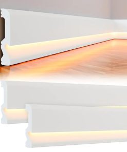 Baseboard Molding with LED Duct, 2.6FT White,12 Pcs, Classic