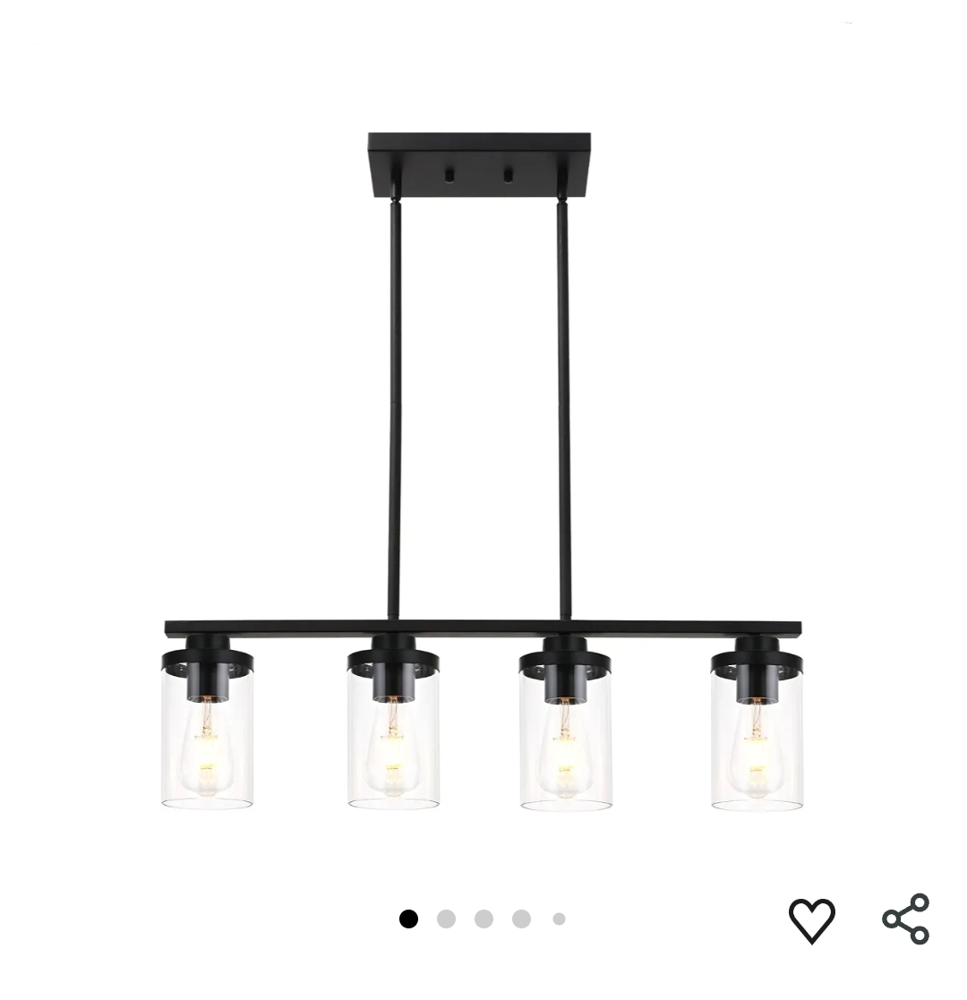 Modern Island Lights for Kitchen, Black Dining Room Light Fixtures, 4-Light Farmhouse Hanging Kitchen Pendant Lighting Over Table