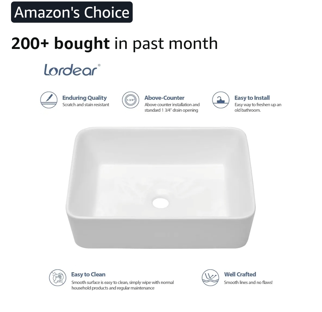Rectangular Modern Above Counter Bathroom Sinks White 19x15 Inch Porcelain Ceramic Vessel Vanity Sink Art Basin - Image 5