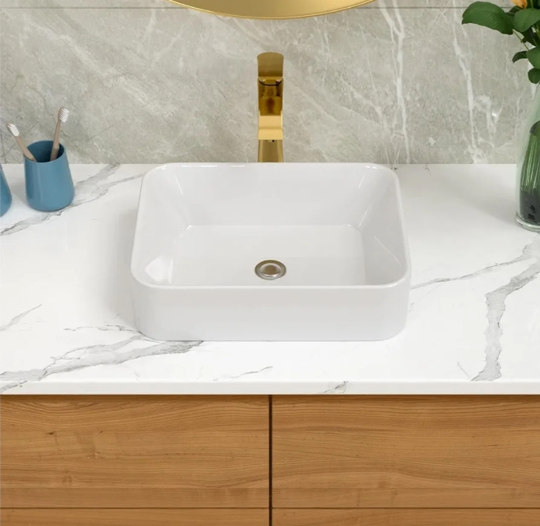 Rectangular Modern Above Counter Bathroom Sinks White 19x15 Inch Porcelain Ceramic Vessel Vanity Sink Art Basin - Image 10